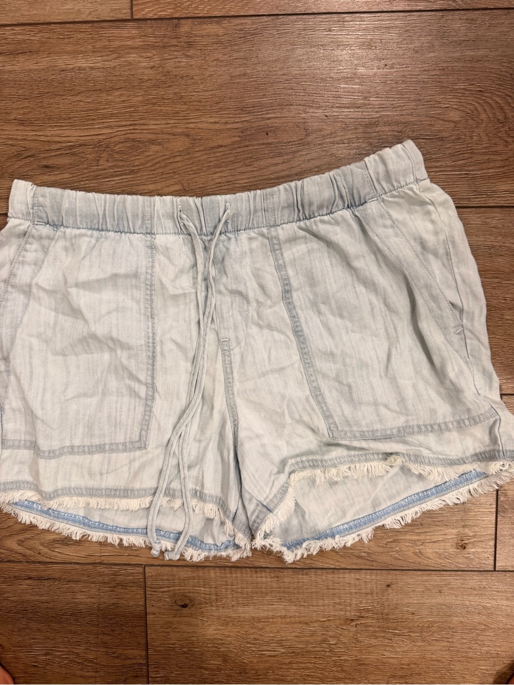 Bella Dahl Light Blue Drawstring High-Waist Shorts 0488